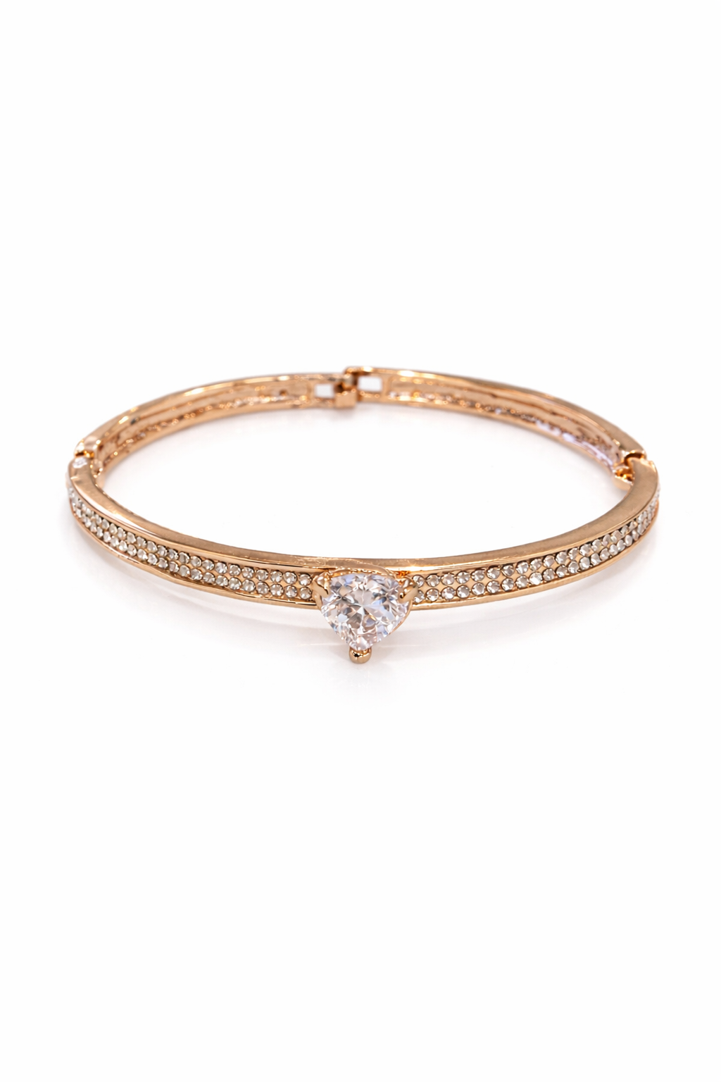 Single diamanté Heart Gold Plated Clasp Bracelet
