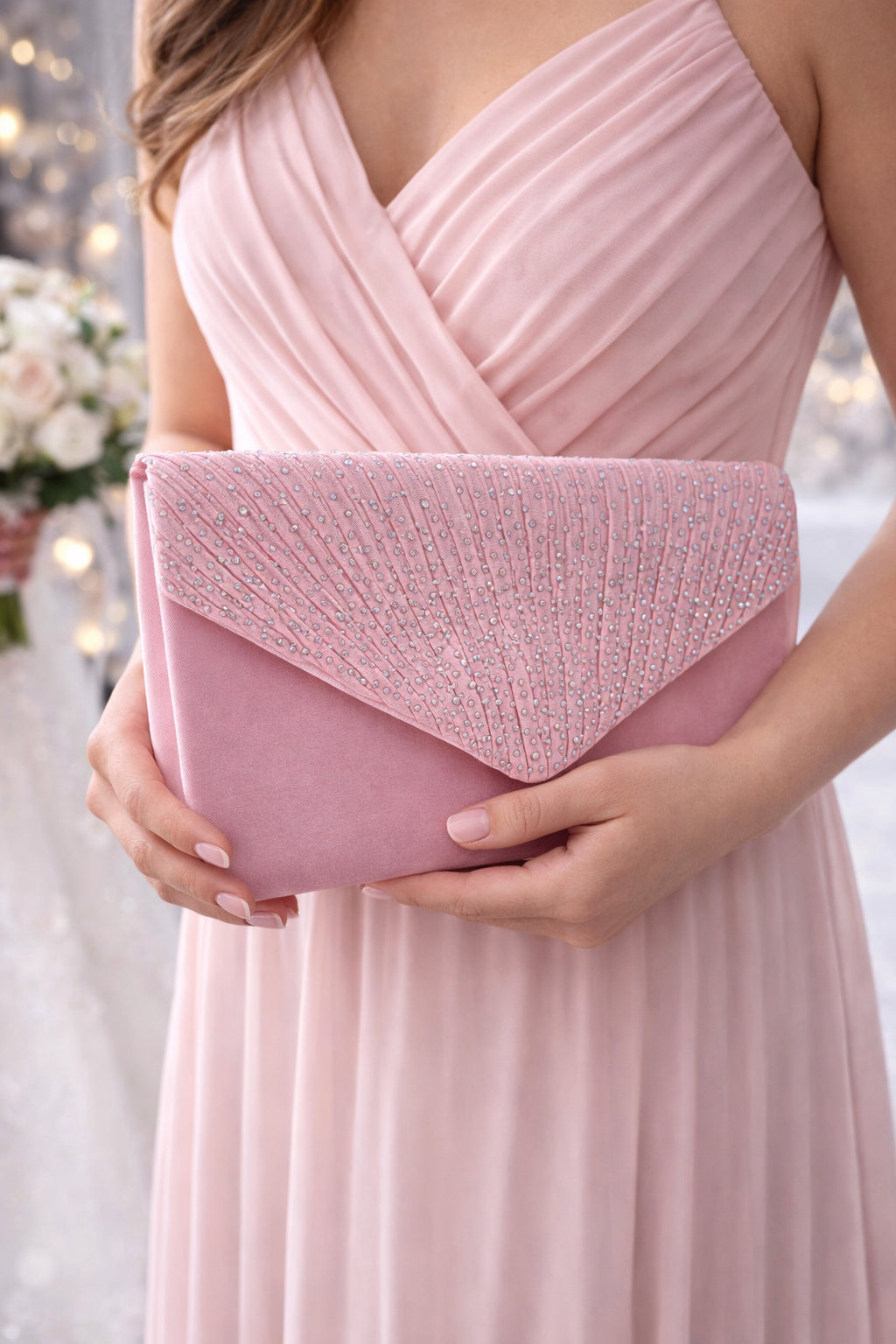 Pink Diamanté Clutch Bag