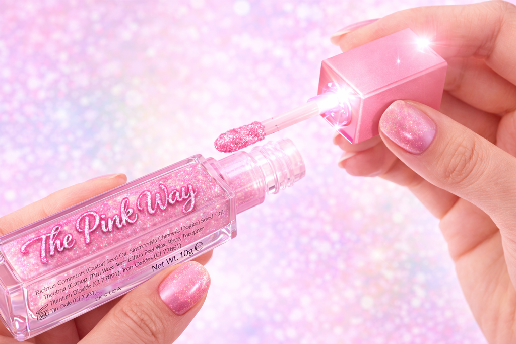 Pink Strawberry High Shine Glitter Lip Gloss