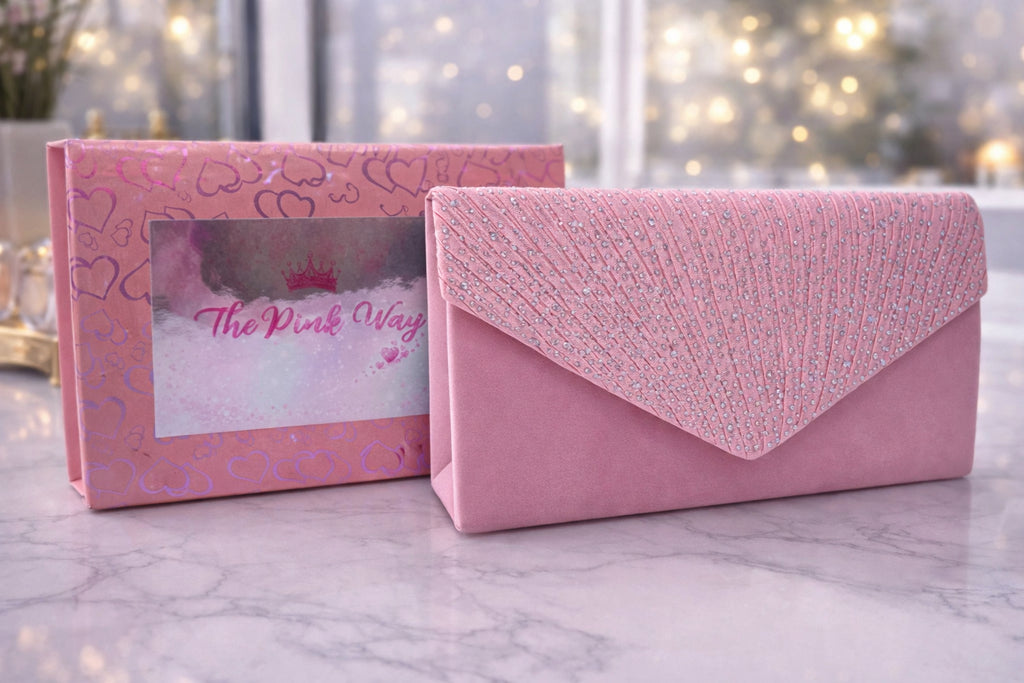 Pink Diamanté Clutch Bag