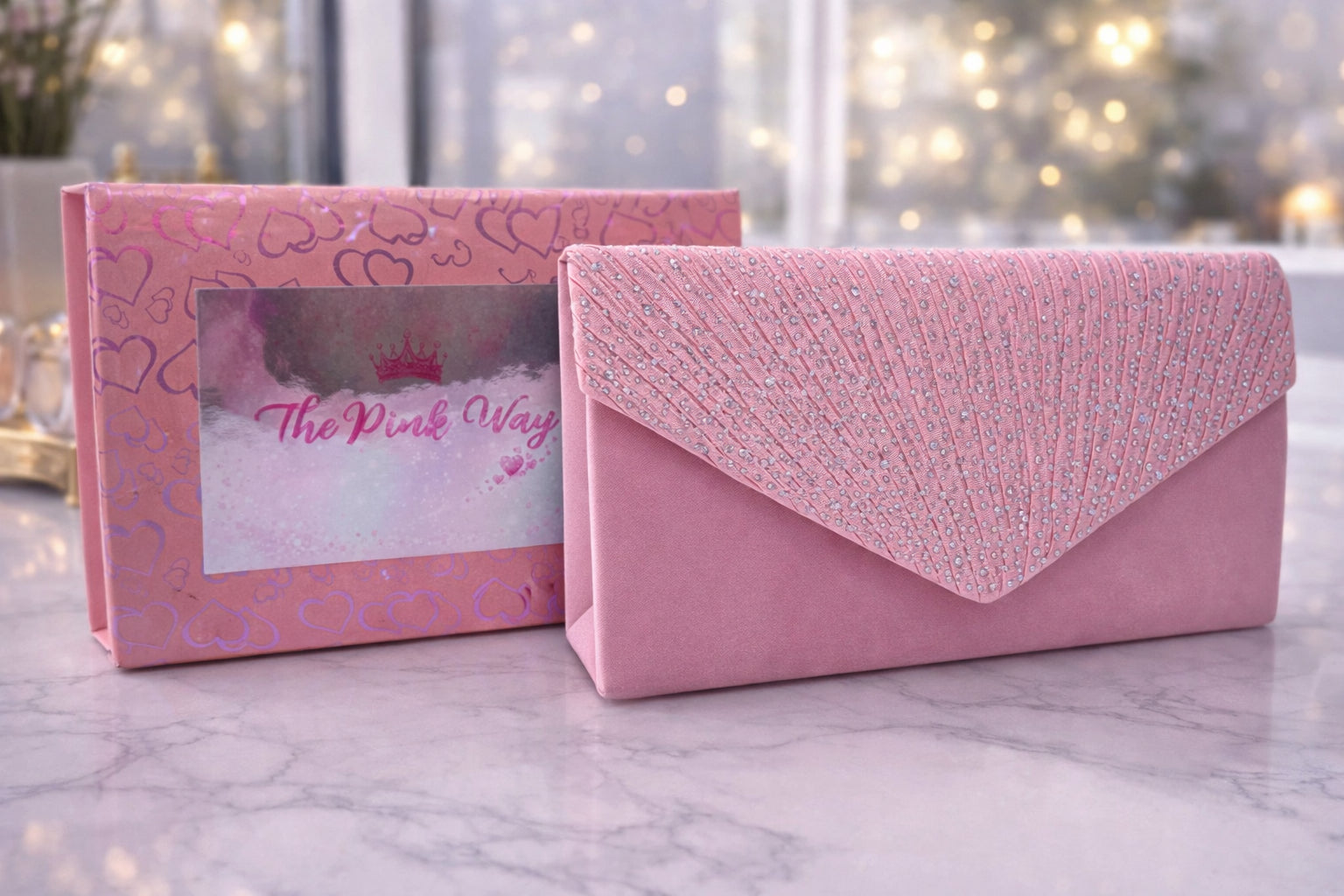 Pink Diamanté Clutch Bag