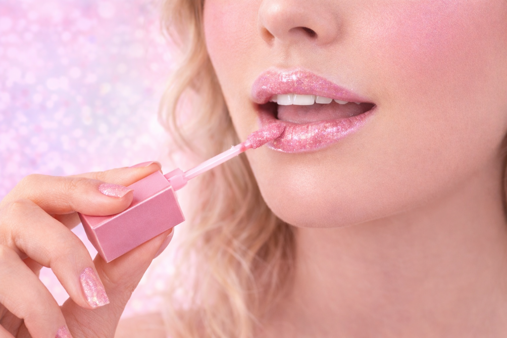 Pink Strawberry High Shine Glitter Lip Gloss