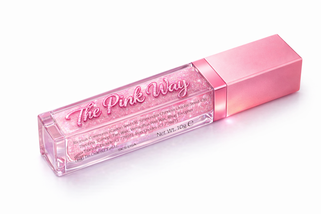 Pink Strawberry High Shine Glitter Lip Gloss