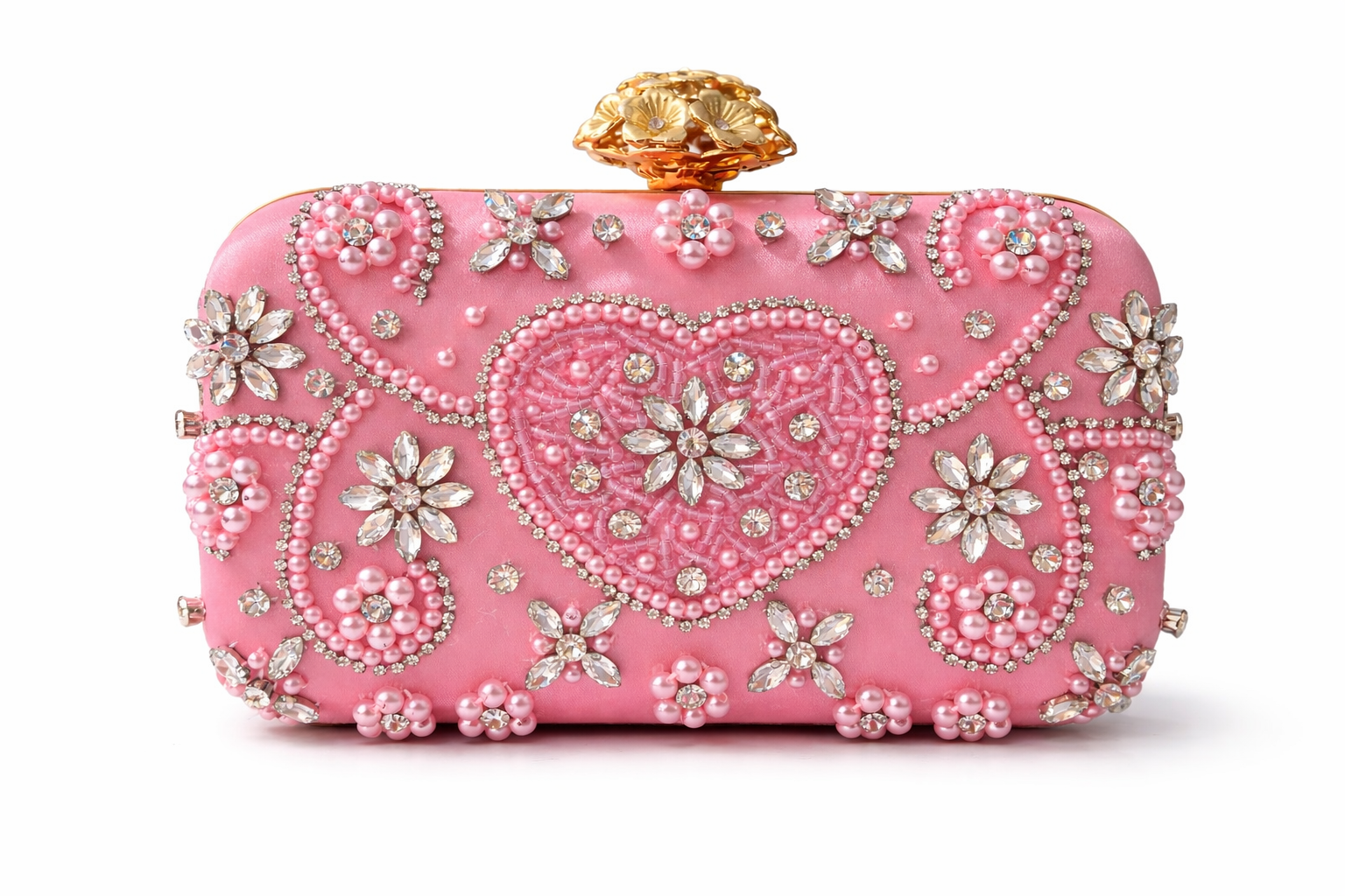 Pink Diamanté Embellished Clutch Bag