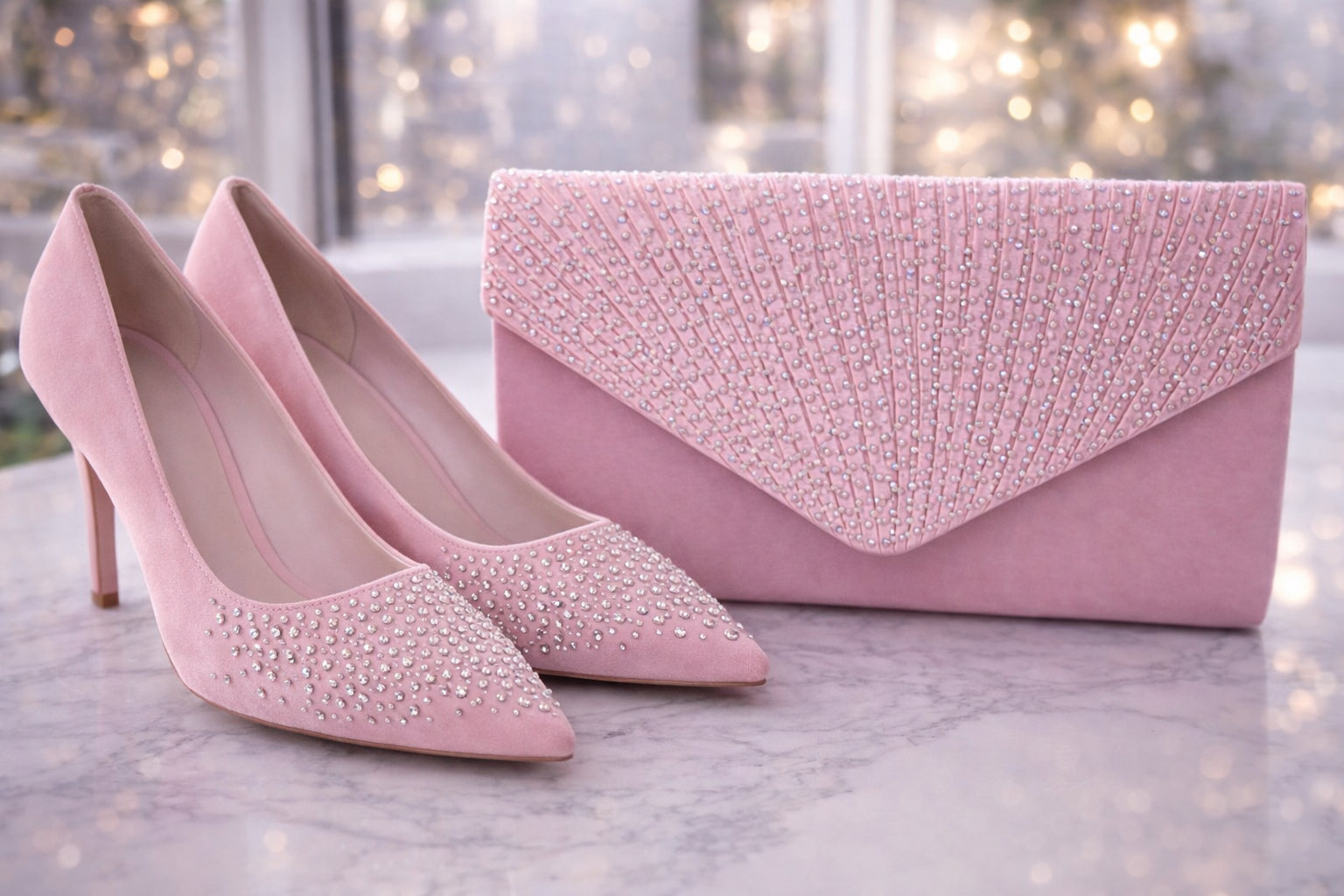 Pink Diamanté Clutch Bag