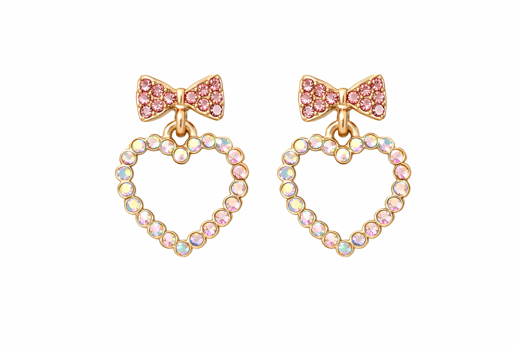 “The Heart Never Forgets” Pink Diamanté Earrings