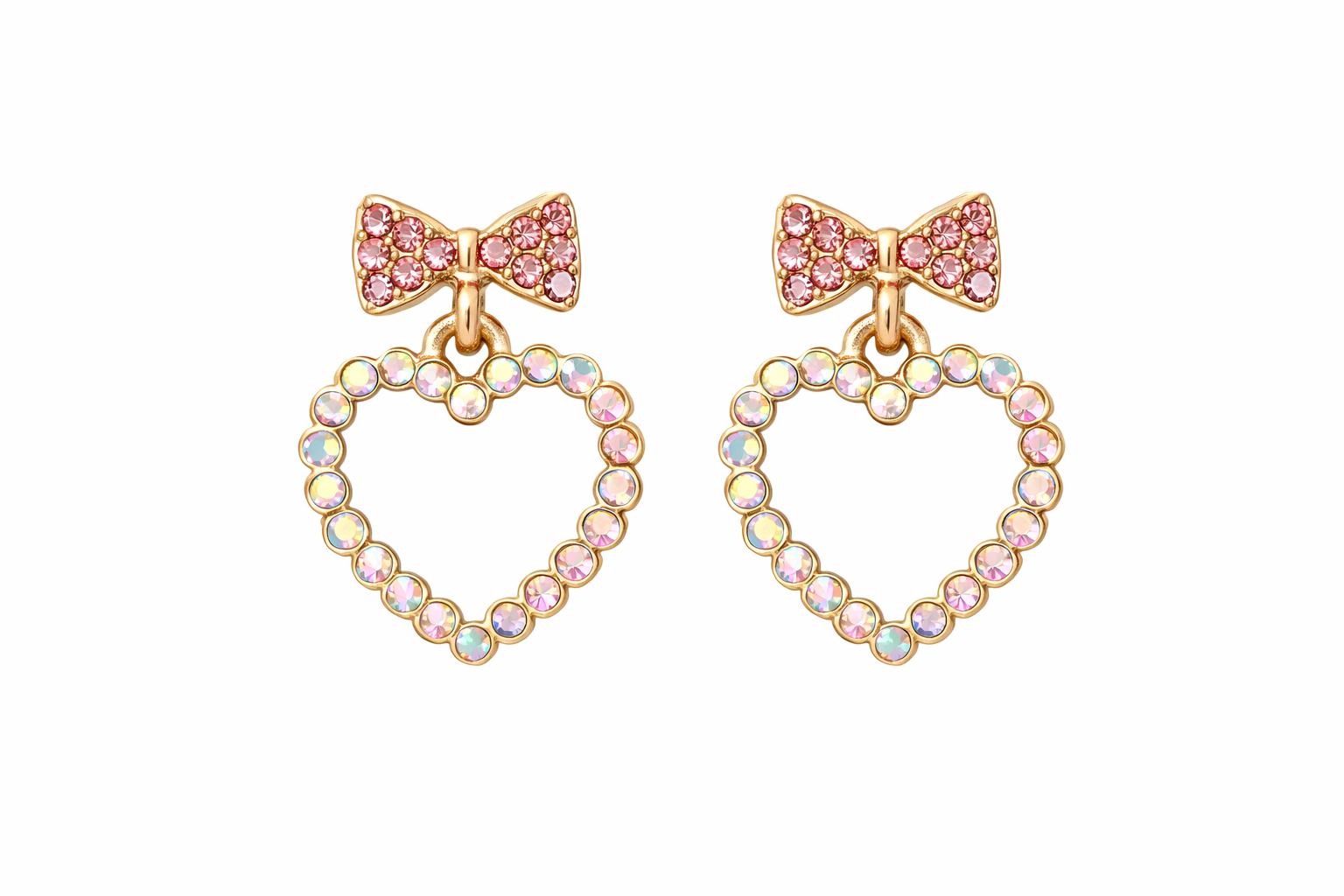 “The Heart Never Forgets” Pink Diamanté Earrings