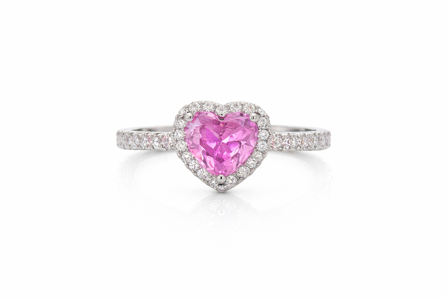 Pink Heart Diamanté Ring