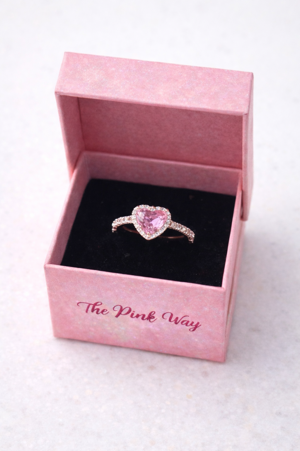 Pink Heart Diamanté Ring