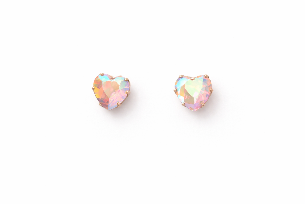 Pink Heart Shaped Diamante Earrings