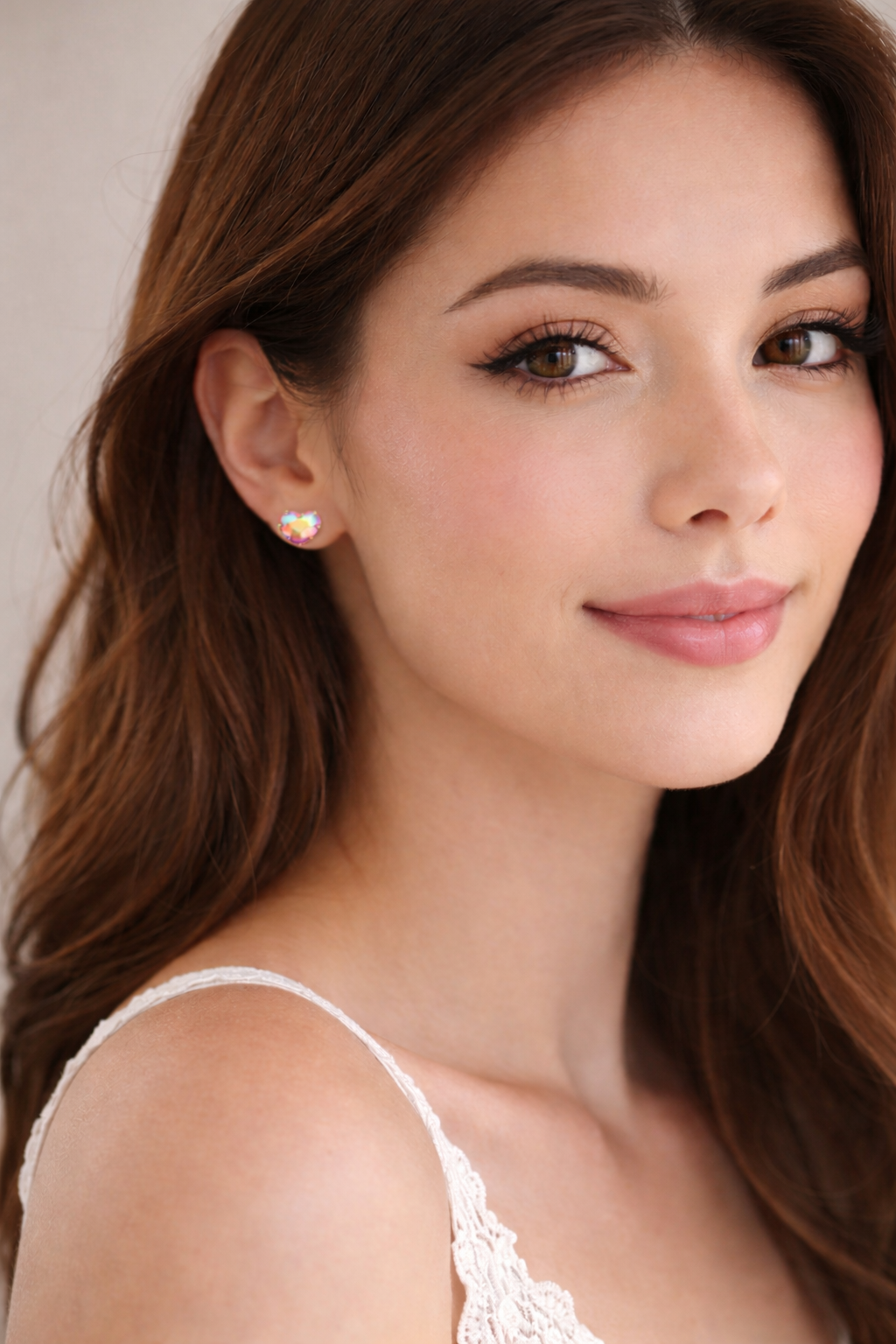 Pink Heart Shaped Diamante Earrings